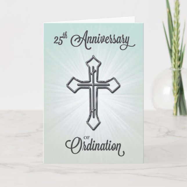 Carte 25e anniversaire de l'ordination, Croix d'argent (Devant)