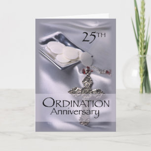 Carte 25e anniversaire de l'Ordination Croix Hôte, prêtr