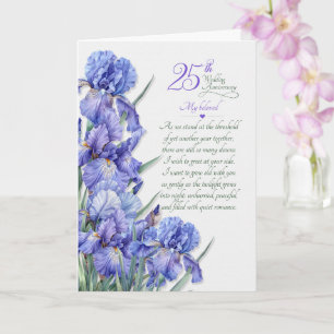 Carte 25e Anniversaire de Mariage Romantique Iris Violet