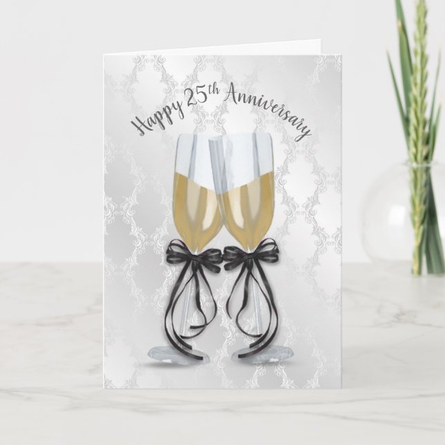 Carte 25e anniversaire de Mariage Toast de Champagne (Devant)