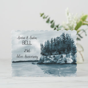 Carte 25e anniversaire du Mariage Lac bleu et forêt