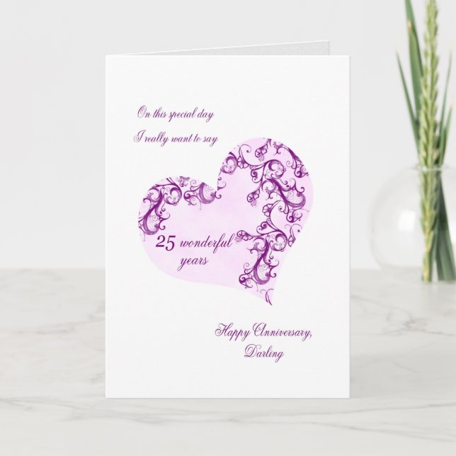 Carte 25e anniversaire du Mariage romantique (Devant)