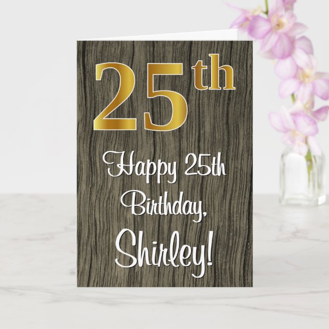 Carte 25e anniversaire : Elégant Faux Gold Look #, Faux  (Orchidée)