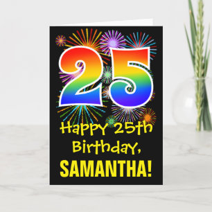 Carte 25e anniversaire : Fun Motif Fireworks + Rainbow 2