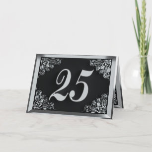 Carte 25e anniversaire ou anniversaire Regal Argent Noir