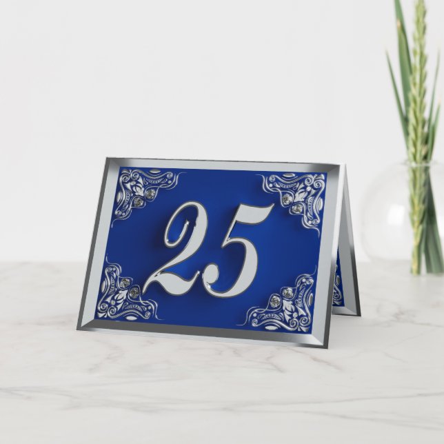 Carte 25e anniversaire ou anniversaire Regal Silver Blue (Devant)