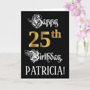 Carte 25e anniversaire — Script fantaisie; look or Faux;