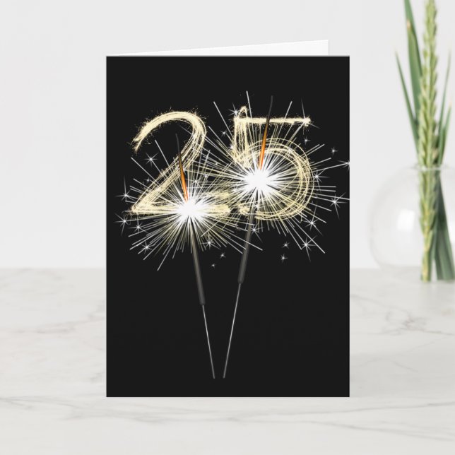 Carte 25e anniversaire Sparklers en noir (Devant)