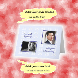 Carte 25e anniversaire vos photos et texte bleu