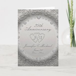 Carte 25ème Monogramme d'anniversaire