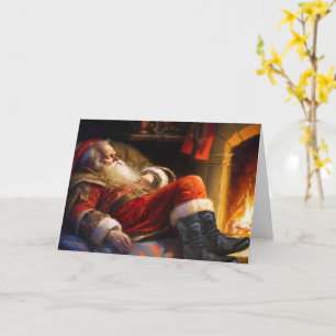 Carte 26 décembre Reting Père Noël par la cheminée Chris