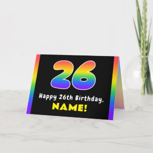 Carte 26e anniversaire : Arc-en-ciel coloré # 26, Nom pe
