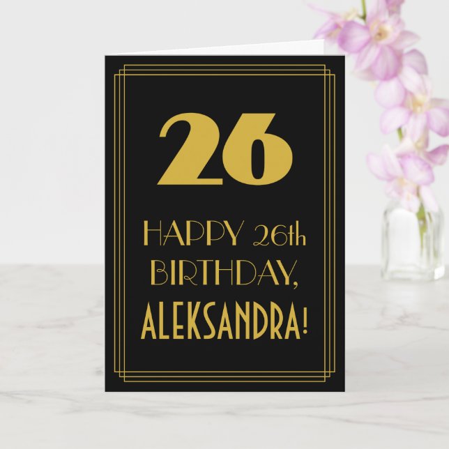 Carte 26e anniversaire ~ Art Déco Inspiré Look "26" & No (Orchidée)