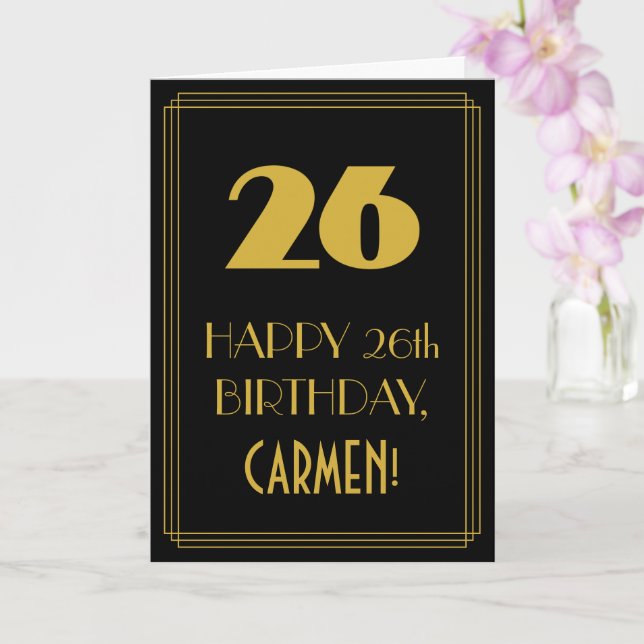 Carte 26e anniversaire - Art Déco Inspiré Look "26" & No (Orchidée)