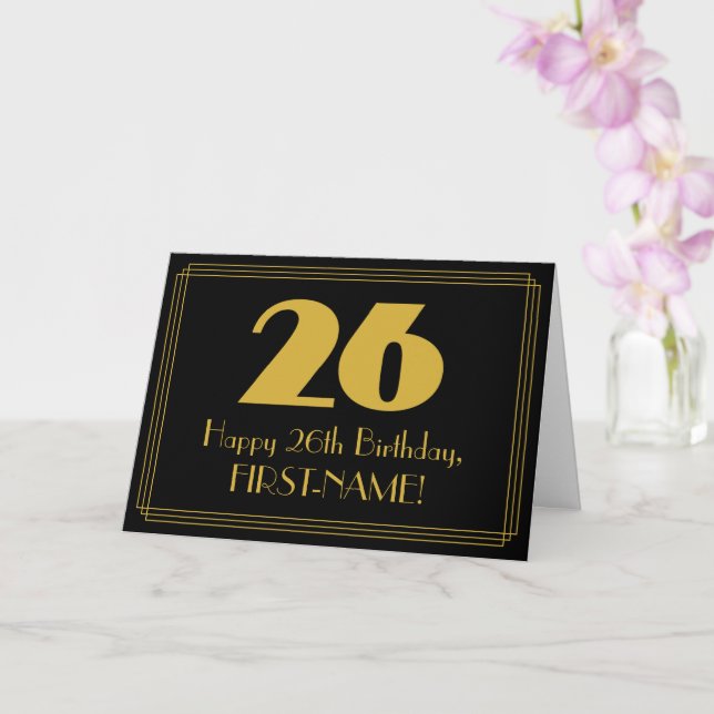 Carte 26e anniversaire : Art Déco Inspiré Look "26" & No (Orchidée)