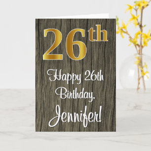 Carte 26e anniversaire : Elégant Faux Gold Look #, Faux 