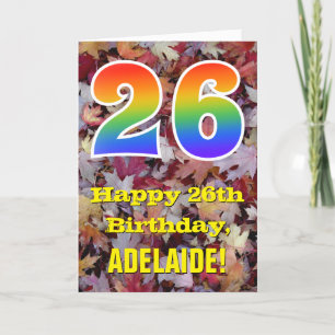 Carte 26e anniversaire; Feuilles d'automne rustiques; Ar