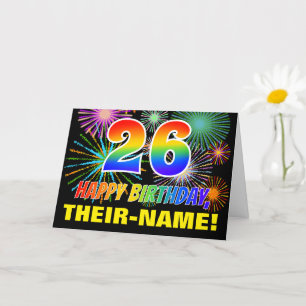 Carte 26e anniversaire : Gras, Amusants, Feu d'artifice,