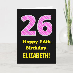 Carte 26e anniversaire : Pink Stripes and Hearts "26" + 
