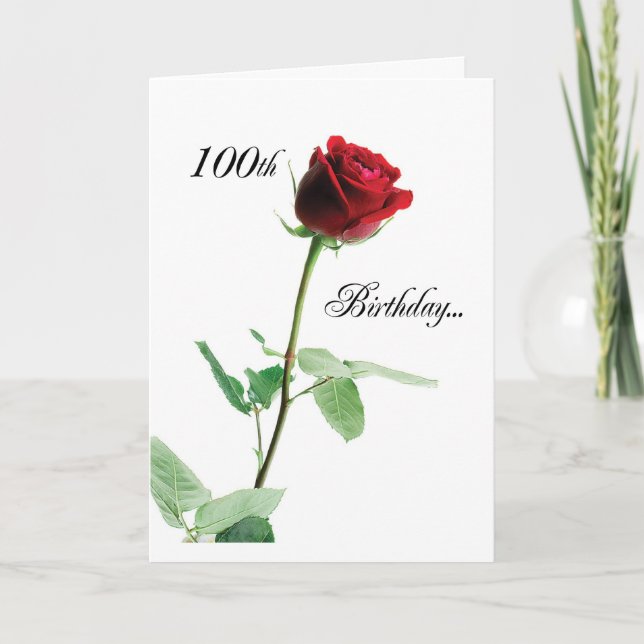 Carte 2724 Joyeux 100e anniversaire Rose rouge_O (Devant)