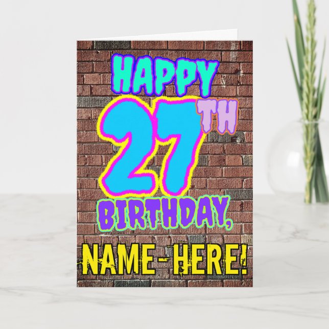 Carte 27e anniversaire - Amusant, Graffiti urbain inspir (Devant)