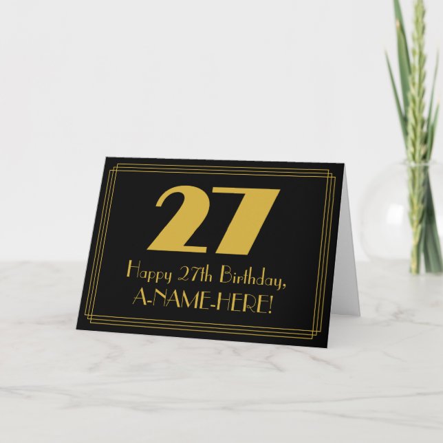 Carte 27e anniversaire : Art Déco Inspiré Look "27" & No (Devant)