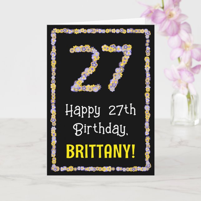 Carte 27e anniversaire : Floral Flowers Numéro, Nom pers (Orchidée)