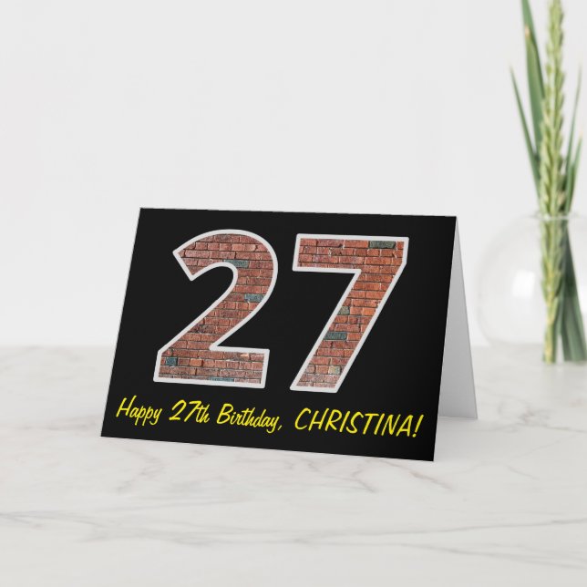 Carte 27e anniversaire - Motif de mur de briques "27" av (Devant)