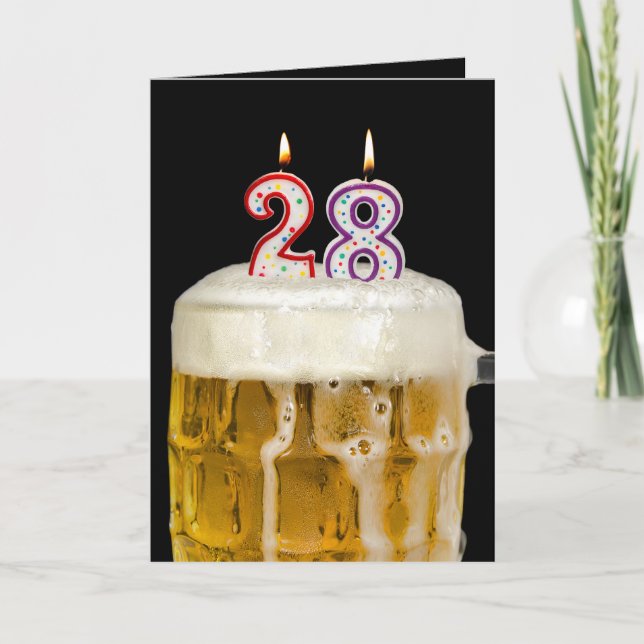 Carte 28e anniversaire Bière en noir (Devant)