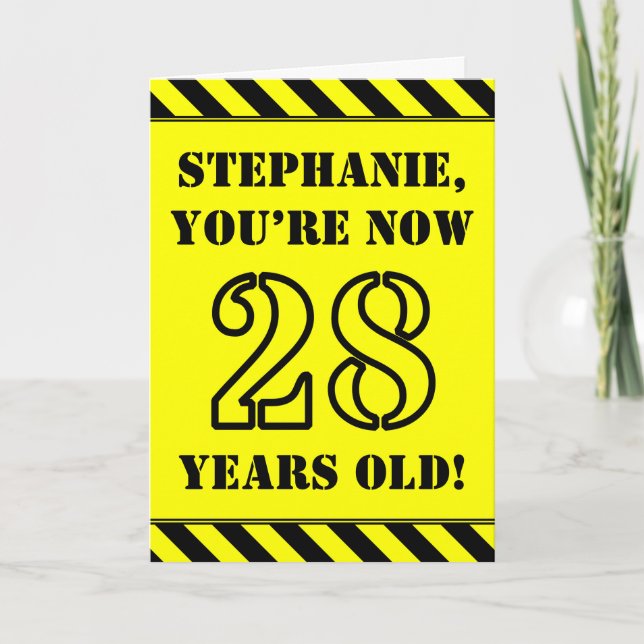 Carte 28e anniversaire : Jeu de style graphique, Nom per (Devant)