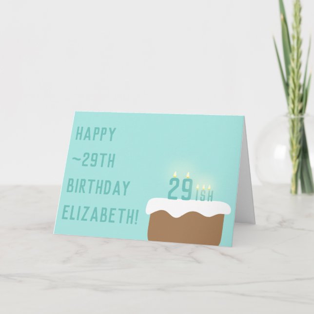 Carte 29 bougies au gâteau d'anniversaire| Amusant ~29e  (Devant)