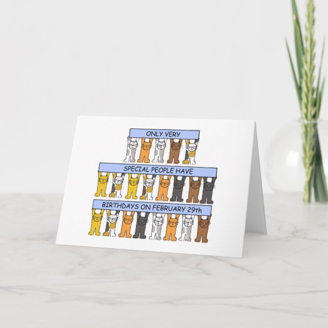 Carte 29 février Anniversaire Chats (Devant)