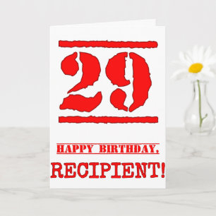 Carte 29e anniversaire : Amusant, Timbre en caoutchouc r