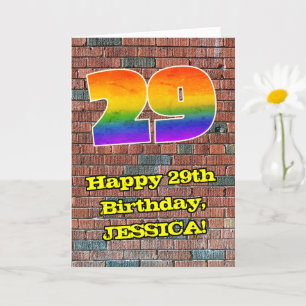 Carte 29e anniversaire : Arc-en-ciel amusant inspiré par