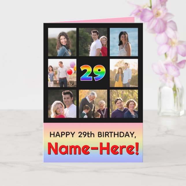 Carte 29e anniversaire : Arc en ciel amusant #, photos p (Orchidée)
