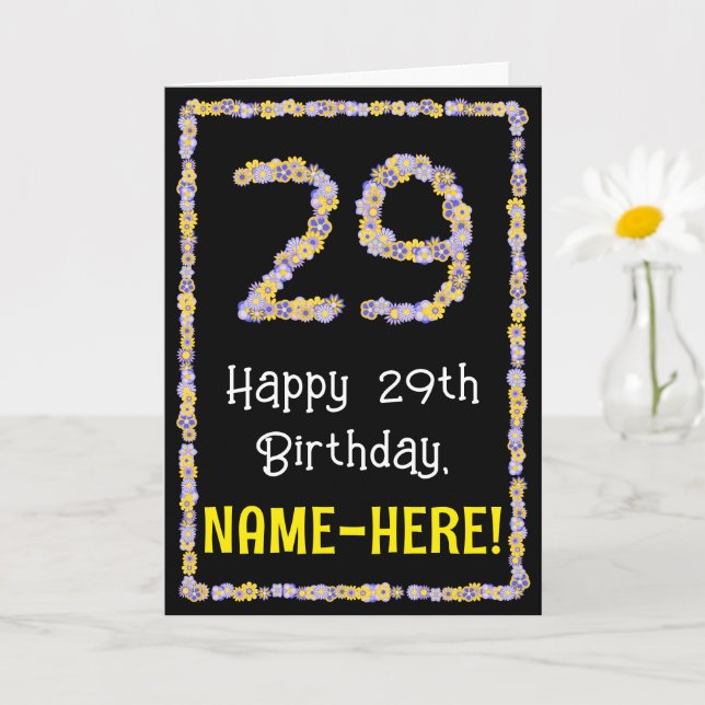 Carte 29e Anniversaire : Nombre de fleurs florales, nom  (Petite plante)