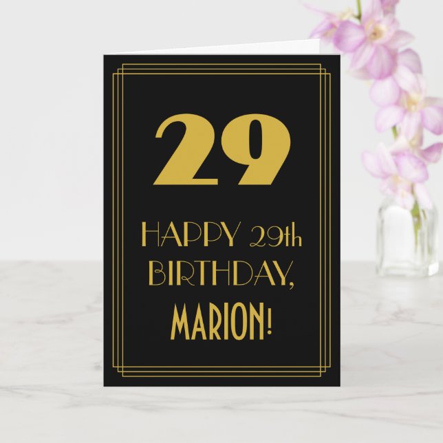Carte 29e Anniversaire – Rétro "29" & Nom (Orchidée)