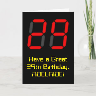Carte 29ème anniversaire : Rouge Digital Horloge Style "