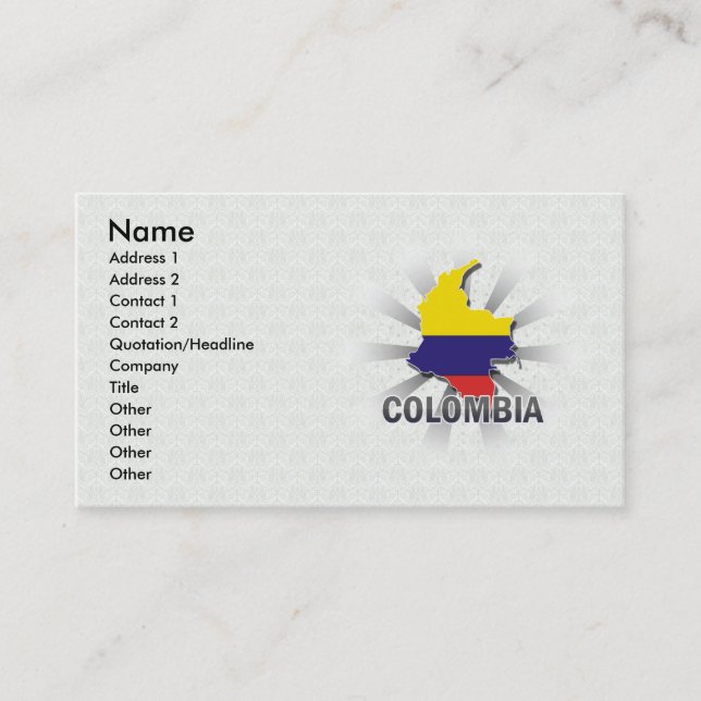 Carte 2,0 de drapeau de la Colombie (Devant)