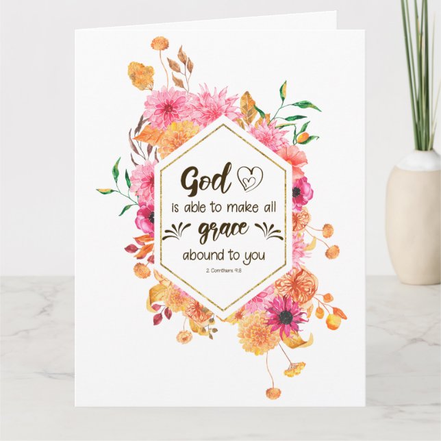 Carte 2 Corinthiens 9:8 Dieu est capable de rendre la gr (Devant)