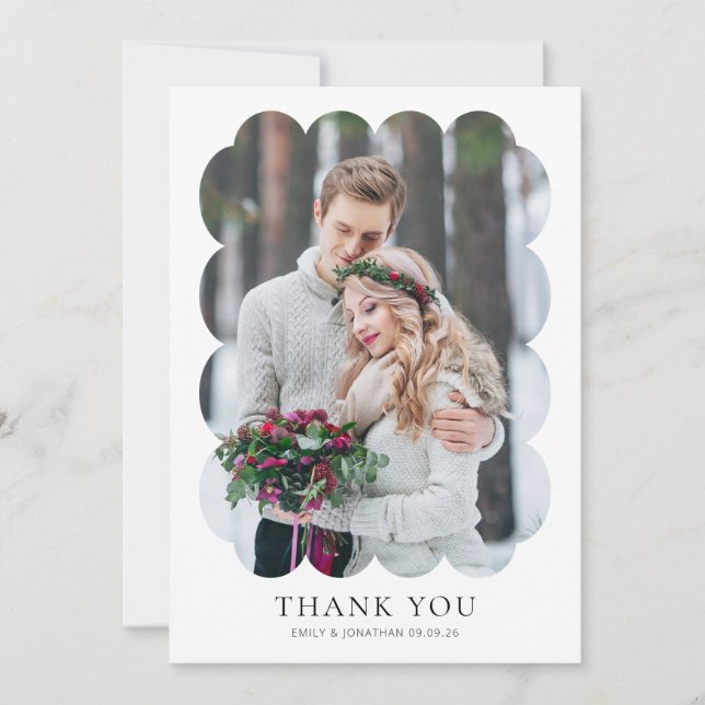 Carte 2 photo Wavy Frame de Merci Mariage nouvellement m (Devant)