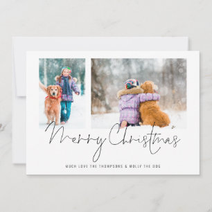 Carte 2 Photos Script Famille et Chien Joyeux Noël