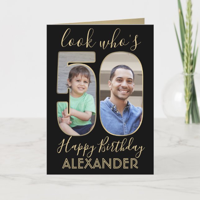 Carte 2 Regardez qui est 50 Cinquantième anniversaire Bl (Devant)