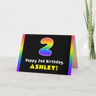 Carte 2e anniversaire : Arc-en-ciel coloré # 2, Nom pers