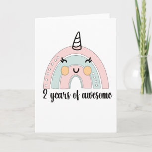 Carte 2e anniversaire Boho Rainbow 2 ans Unicorn