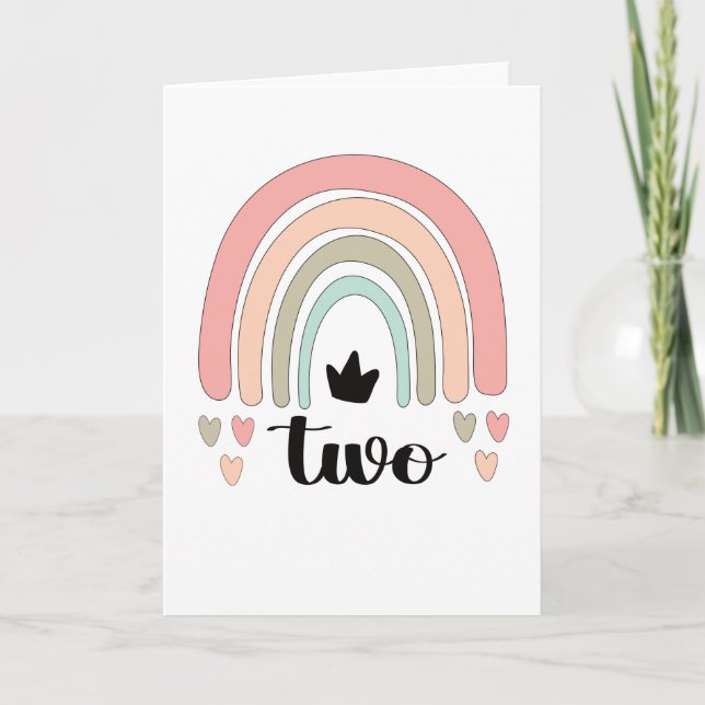 Carte 2e anniversaire Boho Rainbow Party Enfants de 2 an (Devant)