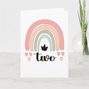 Carte 2e anniversaire Boho Rainbow Party Enfants de 2 an