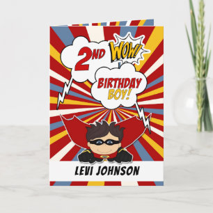 Carte 2e anniversaire Boy Superhero Thème de bande dessi