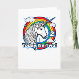 Carte 2e anniversaire de l'enfant Unicorn Rainbow Aujour