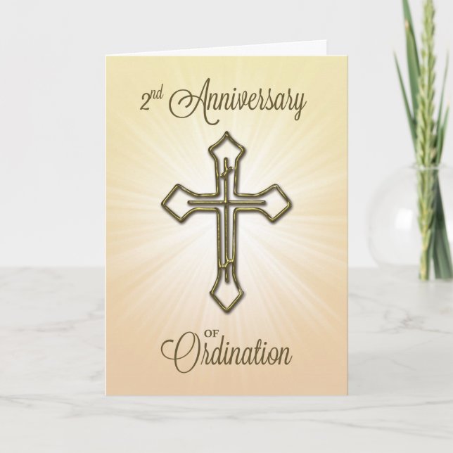 Carte 2e anniversaire de l'ordination, Croix d'or (Devant)